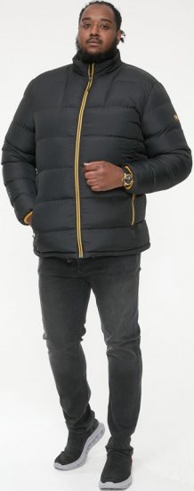 D555 CRISTIANO Puffer Jacket With Binding On Cuffs And Embroidery Badge On Sleeve Black - Vestes - Vestes homme grandes tailles