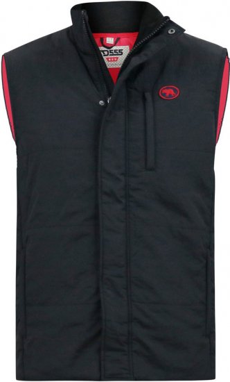 D555 FELIPE Zip Through Padded Gilet With Contrast Colour Lining And Rubber Badge Black - Vestes - Vestes homme grandes tailles