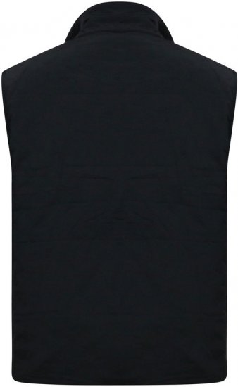 D555 FELIPE Zip Through Padded Gilet With Contrast Colour Lining And Rubber Badge Black - Vestes - Vestes homme grandes tailles