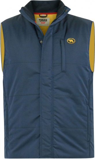D555 FELIPE Zip Through Padded Gilet With Contrast Colour Lining And Rubber Badge Navy - Vestes - Vestes homme grandes tailles