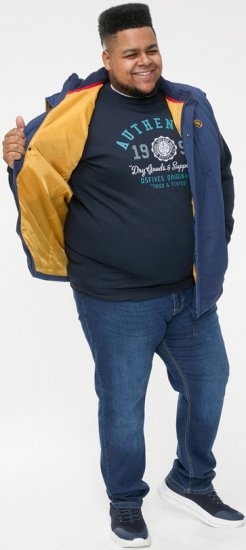 D555 FELIPE Zip Through Padded Gilet With Contrast Colour Lining And Rubber Badge Navy - Vestes - Vestes homme grandes tailles