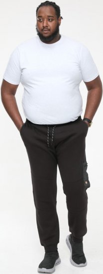 D555 COTGRAVE Couture Elasticated Waistband Jogger With Woven Fabric Trim Black - Pantalons/shorts de survêtement - Survêtement/jogging grandes tailles