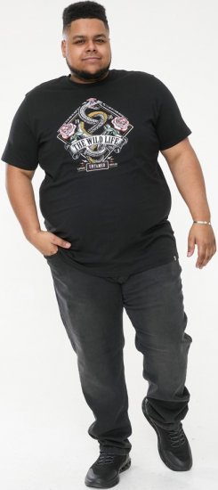D555 MALCOM Snake And Roses Printed Crew Neck T-Shirt Black - T-shirts - T-shirts Homme Grande Taille