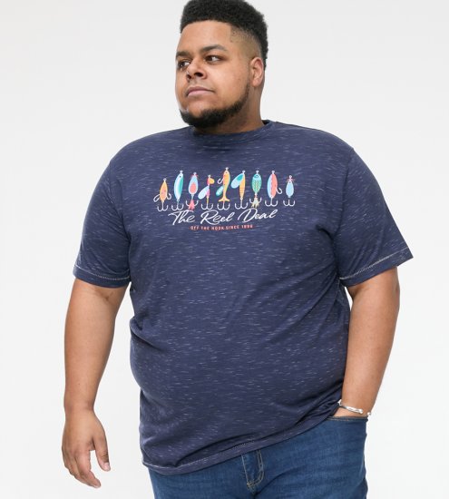 D555 Cropwell T-shirt avec imprimé pêche bleu marine - T-shirts - T-shirts Homme Grande Taille