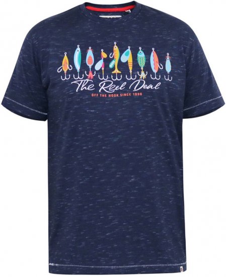 D555 Cropwell T-shirt avec imprimé pêche bleu marine - T-shirts - T-shirts Homme Grande Taille