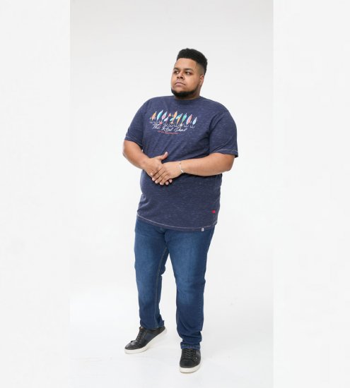 D555 Cropwell T-shirt avec imprimé pêche bleu marine - T-shirts - T-shirts Homme Grande Taille