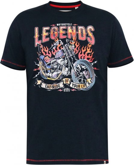 D555 JAGGER Legends Motor Bike Printed Crew Neck T-Shirt Navy - T-shirts - T-shirts Homme Grande Taille