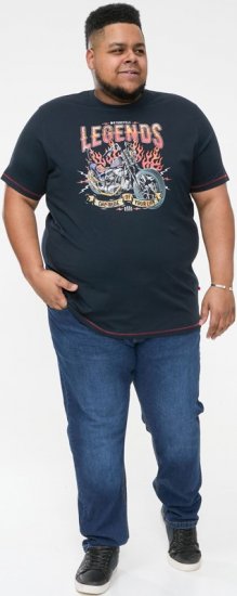 D555 JAGGER Legends Motor Bike Printed Crew Neck T-Shirt Navy - T-shirts - T-shirts Homme Grande Taille