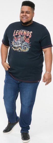 D555 JAGGER Legends Motor Bike Printed Crew Neck T-Shirt Navy - T-shirts - T-shirts Homme Grande Taille
