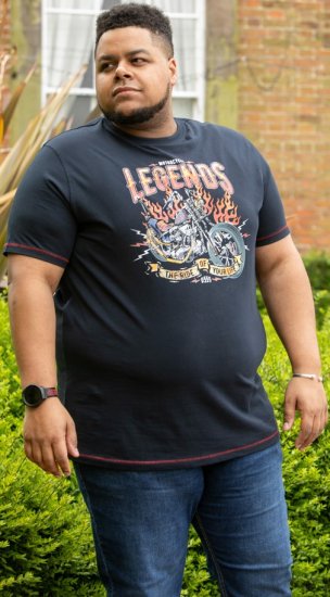 D555 JAGGER Legends Motor Bike Printed Crew Neck T-Shirt Navy - T-shirts - T-shirts Homme Grande Taille