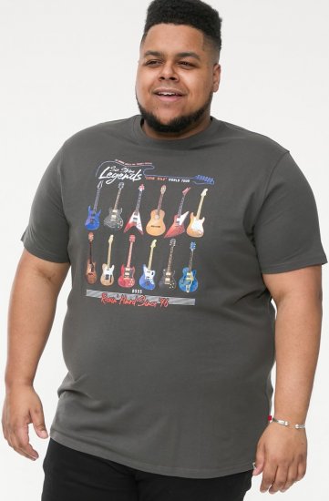D555 JAIDEN Legends Guitar Printed Crew Neck T-Shirt Khaki - T-shirts - T-shirts Homme Grande Taille
