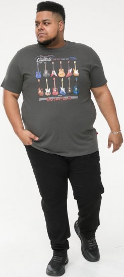 D555 JAIDEN Legends Guitar Printed Crew Neck T-Shirt Khaki - T-shirts - T-shirts Homme Grande Taille
