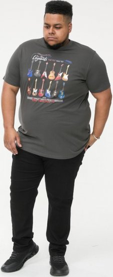 D555 JAIDEN Legends Guitar Printed Crew Neck T-Shirt Khaki - T-shirts - T-shirts Homme Grande Taille