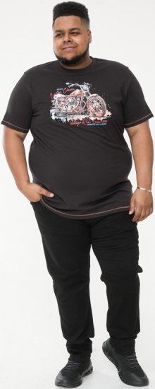 D555 LORNE Motor Bike Splatter Printed Crew Neck T-Shirt Washed Black - T-shirts - T-shirts Homme Grande Taille