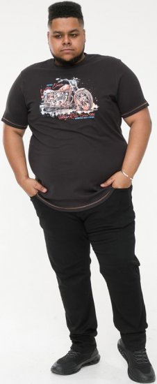 D555 LORNE Motor Bike Splatter Printed Crew Neck T-Shirt Washed Black - T-shirts - T-shirts Homme Grande Taille