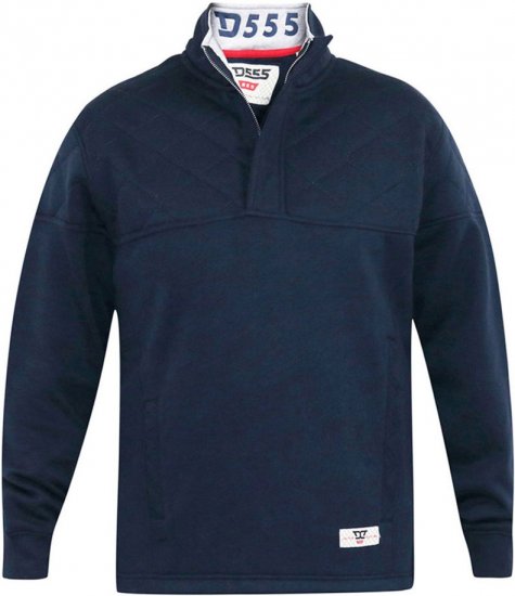 D555 SWANN Quarter Neck Sweatshirt With Quilted Top Panel Navy - Sweatshirts & hoodies - Sweatshirts/Hoodies grande taille homme