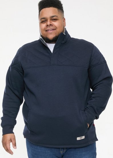 D555 SWANN Quarter Neck Sweatshirt With Quilted Top Panel Navy - Sweatshirts & hoodies - Sweatshirts/Hoodies grande taille homme