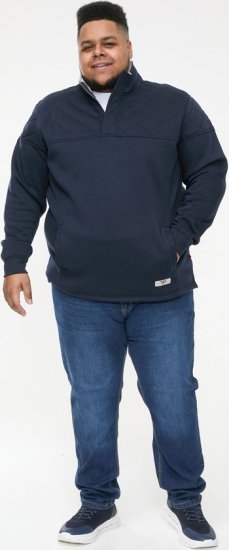 D555 SWANN Quarter Neck Sweatshirt With Quilted Top Panel Navy - Sweatshirts & hoodies - Sweatshirts/Hoodies grande taille homme