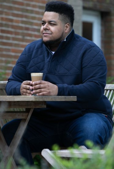 D555 SWANN Quarter Neck Sweatshirt With Quilted Top Panel Navy - Sweatshirts & hoodies - Sweatshirts/Hoodies grande taille homme