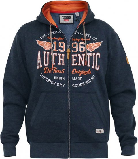 D555 HAMILTON Full Zip Hoody With Authentic 1996 Chest Print Denim - Sweatshirts & hoodies - Sweatshirts/Hoodies grande taille homme