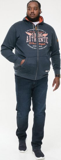 D555 HAMILTON Full Zip Hoody With Authentic 1996 Chest Print Denim - Sweatshirts & hoodies - Sweatshirts/Hoodies grande taille homme