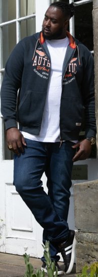 D555 HAMILTON Full Zip Hoody With Authentic 1996 Chest Print Denim - Sweatshirts & hoodies - Sweatshirts/Hoodies grande taille homme