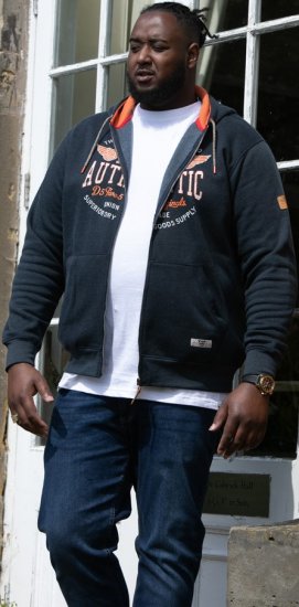 D555 HAMILTON Full Zip Hoody With Authentic 1996 Chest Print Denim - Sweatshirts & hoodies - Sweatshirts/Hoodies grande taille homme