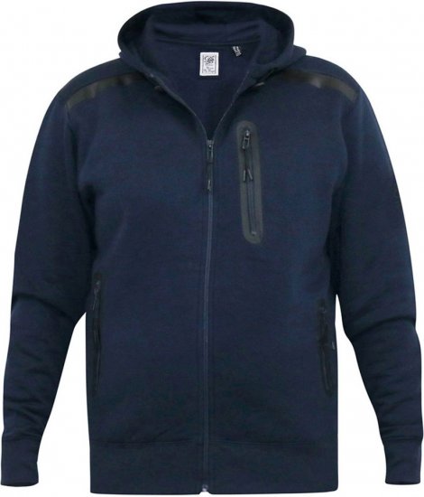 D555 GABRIEL Couture Zip Through Hoody With Reversible Zips Navy - Sweatshirts & hoodies - Sweatshirts/Hoodies grande taille homme