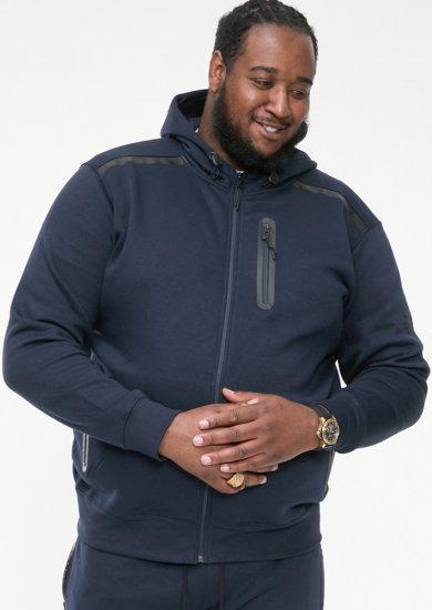 D555 GABRIEL Couture Zip Through Hoody With Reversible Zips Navy - Sweatshirts & hoodies - Sweatshirts/Hoodies grande taille homme