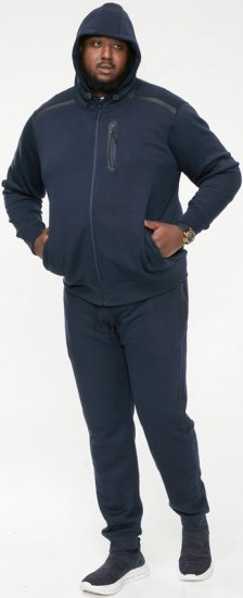 D555 GABRIEL Couture Zip Through Hoody With Reversible Zips Navy - Sweatshirts & hoodies - Sweatshirts/Hoodies grande taille homme