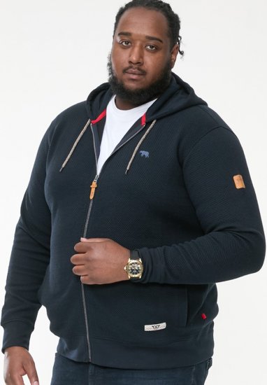 D555 IRVIN Full Zip Jacquard Hoody With Chest Embroidery Navy - Sweatshirts & Hoodies - Sweatshirts/Hoodies grande taille homme