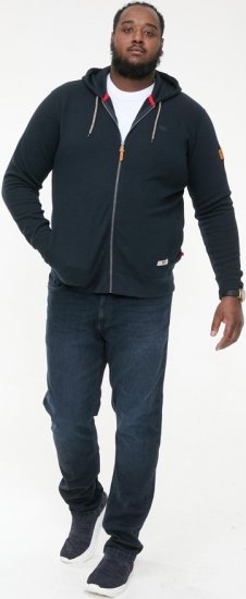 D555 IRVIN Full Zip Jacquard Hoody With Chest Embroidery Navy - Sweatshirts & Hoodies - Sweatshirts/Hoodies grande taille homme