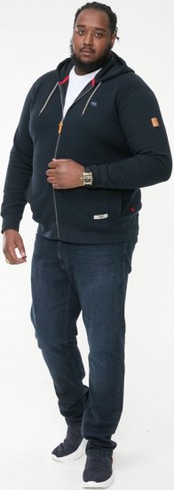 D555 IRVIN Full Zip Jacquard Hoody With Chest Embroidery Navy - Sweatshirts & Hoodies - Sweatshirts/Hoodies grande taille homme