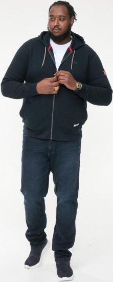 D555 IRVIN Full Zip Jacquard Hoody With Chest Embroidery Navy - Sweatshirts & Hoodies - Sweatshirts/Hoodies grande taille homme