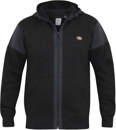 D555 DEAN Couture Zip Through Hoody With Woven Contrast Fabric Trim Black - Sweatshirts & hoodies - Sweatshirts/Hoodies grande taille homme