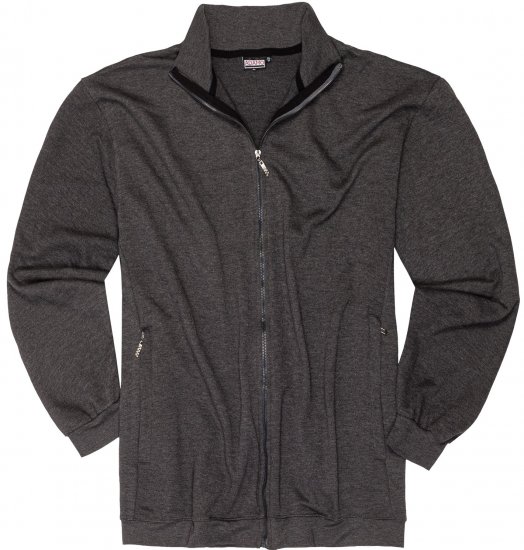 Adamo Athen Sweat Jacket with Full Zipper Charcoal - Sweatshirts & hoodies - Sweatshirts/Hoodies grande taille homme