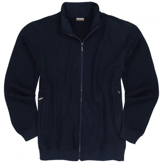 Adamo Athen Sweat Jacket with Full Zipper Navy - Sweatshirts & hoodies - Sweatshirts/Hoodies grande taille homme