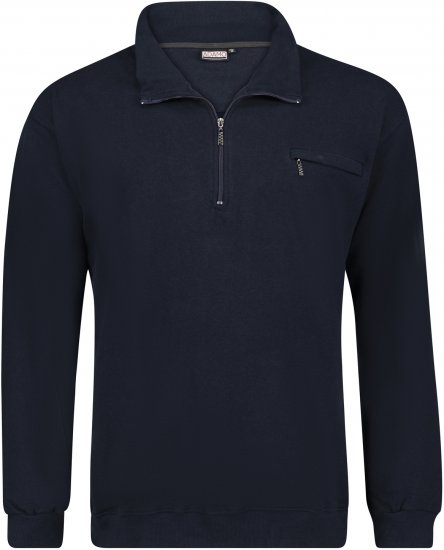 Adamo Athen Sweatshirt Half Zipper Navy - Sweatshirts & Hoodies - Sweatshirts/Hoodies grande taille homme