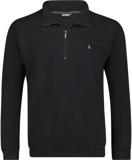 Adamo Athen Sweatshirt Half Zipper Black - Sweatshirts & hoodies - Sweatshirts/Hoodies grande taille homme