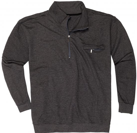 Adamo Athen Sweatshirt Half Zipper Charocal - Sweatshirts & hoodies - Sweatshirts/Hoodies grande taille homme
