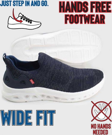 D555 Blyth 2 Kingsize Hands Free Shoes With Knitted Top Navy - Chaussures homme 40-52 - 
