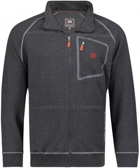 Adamo Manuel Sweatshirt with Zipper Charcoal - Sweatshirts & hoodies - Sweatshirts/Hoodies grande taille homme
