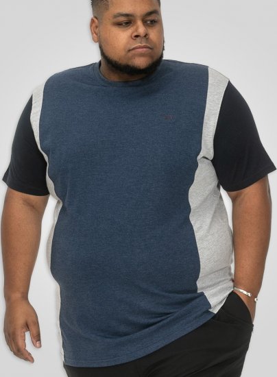 D555 Neath Cut And Sew Crew Neck T-Shirt Denim - T-shirts - T-shirts Homme Grande Taille