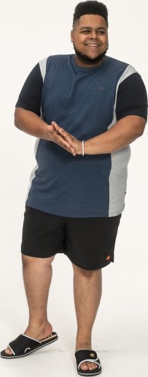 D555 Neath Cut And Sew Crew Neck T-Shirt Denim - T-shirts - T-shirts Homme Grande Taille