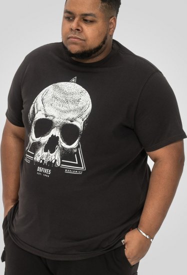 D555 Hucknall Skull Monochrome Printed Crew Neck T-shirt Washed Black - T-shirts - T-shirts Homme Grande Taille