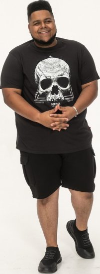 D555 Hucknall Skull Monochrome Printed Crew Neck T-shirt Washed Black - T-shirts - T-shirts Homme Grande Taille