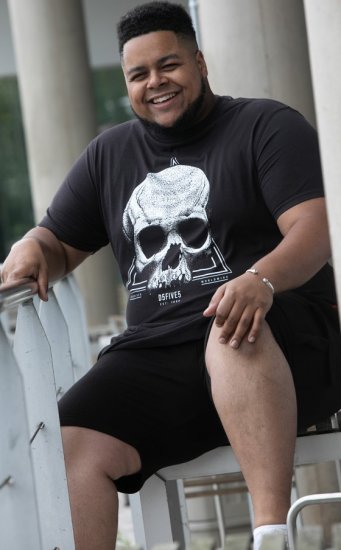 D555 Hucknall Skull Monochrome Printed Crew Neck T-shirt Washed Black - T-shirts - T-shirts Homme Grande Taille