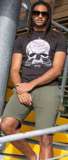 D555 Hucknall Skull Monochrome Printed Crew Neck T-shirt Washed Black - T-shirts - T-shirts Homme Grande Taille