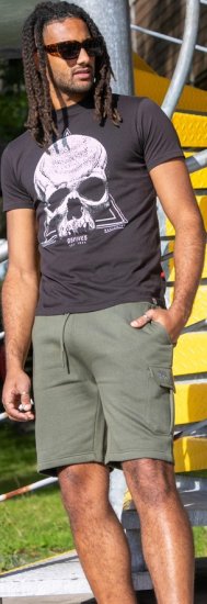 D555 Hucknall Skull Monochrome Printed Crew Neck T-shirt Washed Black - T-shirts - T-shirts Homme Grande Taille