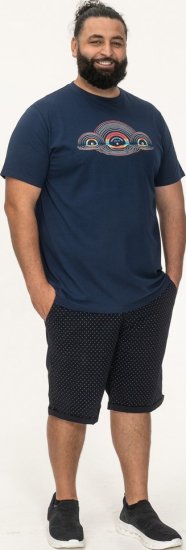 D555 Cheltenham Record With Reflection Printed T-shirt French Navy - T-shirts - T-shirts Homme Grande Taille